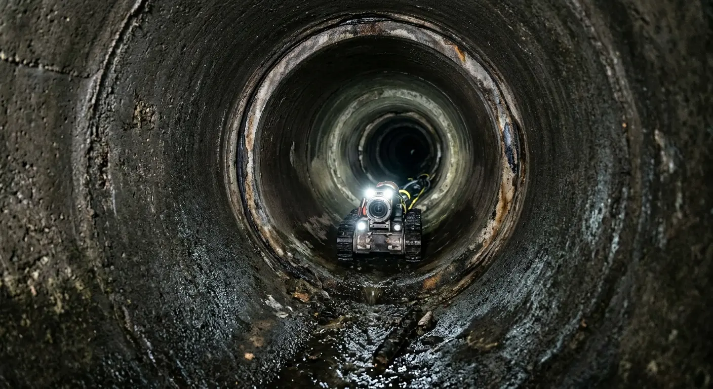 Robotic sewer camera inspecting pipe interior for Sewer Line Repair in Prospect Heights